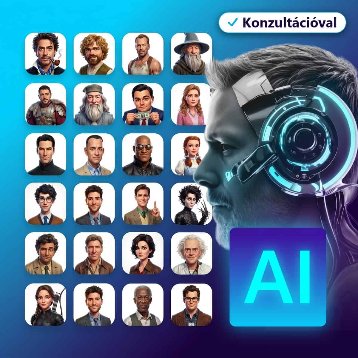AI arcok és szakértői konzultációk a digitális marketingben.