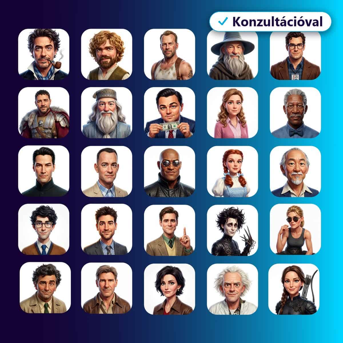 Általános kép karakterekkel, sokféle személyiséggel és stílussal, különböző korosztályokból, a GENma.